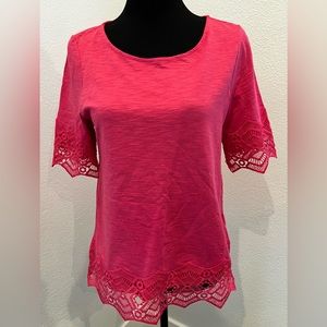 Chico’s Pink Knit & Lace Top Size 0 (US Size S)
